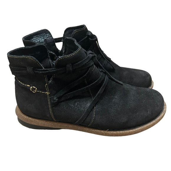 Born Women's TARKILN Suede Leather Bootie Black Distressed Size 8.5 Euro 40 - Picture 9 of 11